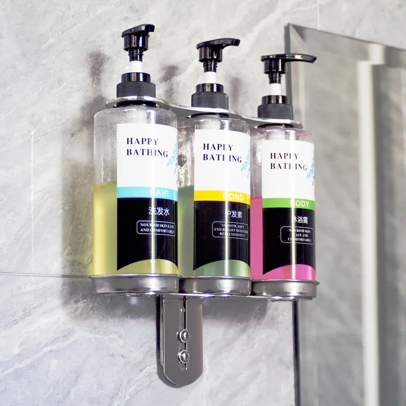 Soap Dispenser For Bathroom Manual Press Shampoo Conditioner Bottle Shower Gel Stainless Steel