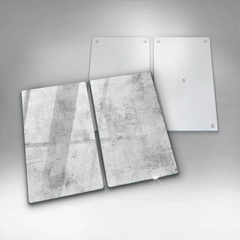Tempered Glass Splashback 52x30cm for Stove Glass Protection and Oven Backsplash in Kitchen with Gray Culinary Decor