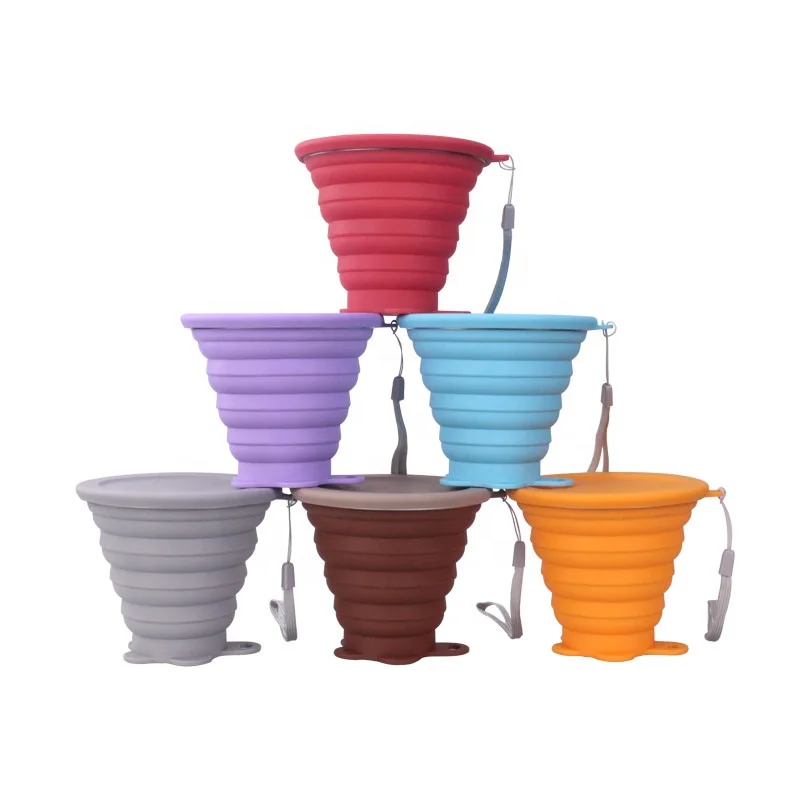 
Wholesale Reusable Custom Water Travel Silicone Collapsible Cup 