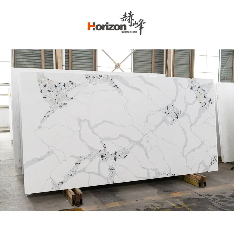 horizon faux stone panels 2cm 3cm calacatta chinese artificial marble kitchen countertops quartz slab