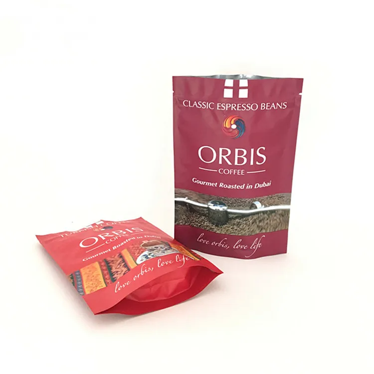 Стоячая упаковка для кофе с принтом на заказ, пластиковый пакет для кофе и чая с молнией из майлара