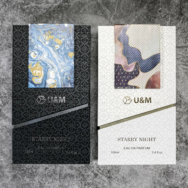 Custom Luxury Pearl Paper Hot Stamping & UV Printing Gift Arabian Perfume Packaging Storage Box for Perfume Bottles