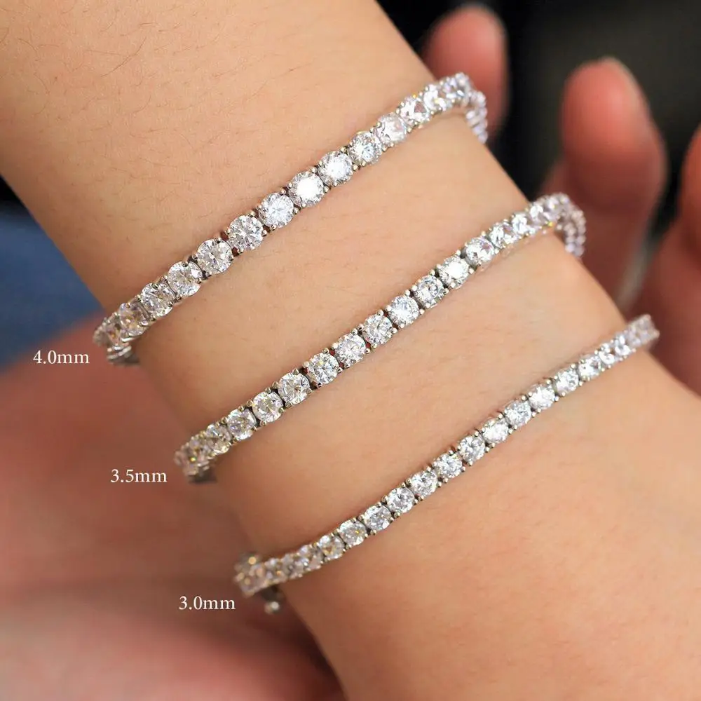wholesale women dainty sparkle round diamond 925 sterling silver tennis bracelet