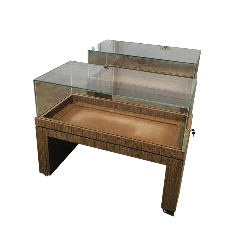 2021 new design customized high quality end glass wooden modern museum display case for product display
