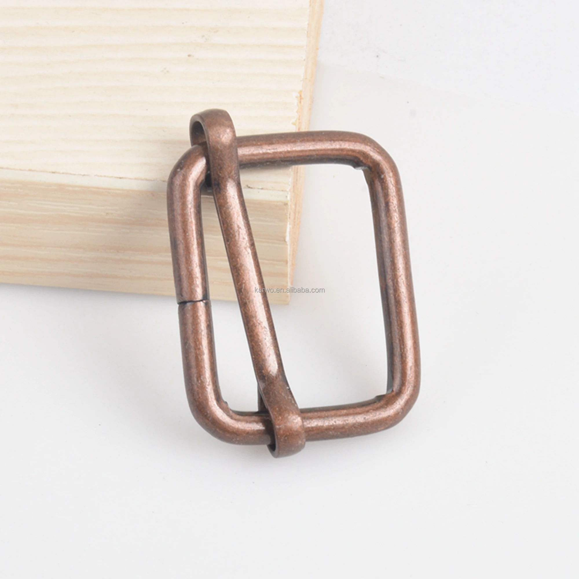 Karwo 25mm red bronze metal rectangle round tri glide slider adjuster buckle for handbag