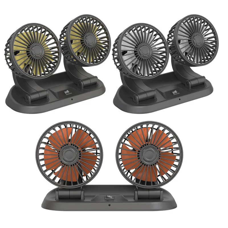 Double headed fans car fan for truck vehicle air cooling universal usb rotatable strong wind