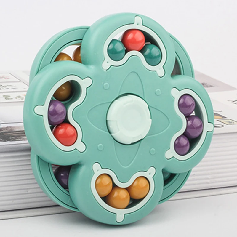 Double-sided Magic Ball Puzzle Cube Toy Finger Top Cube Spinning Rotating Magic Bean Disc Anxiety Relief Fidget Toys For Kids
