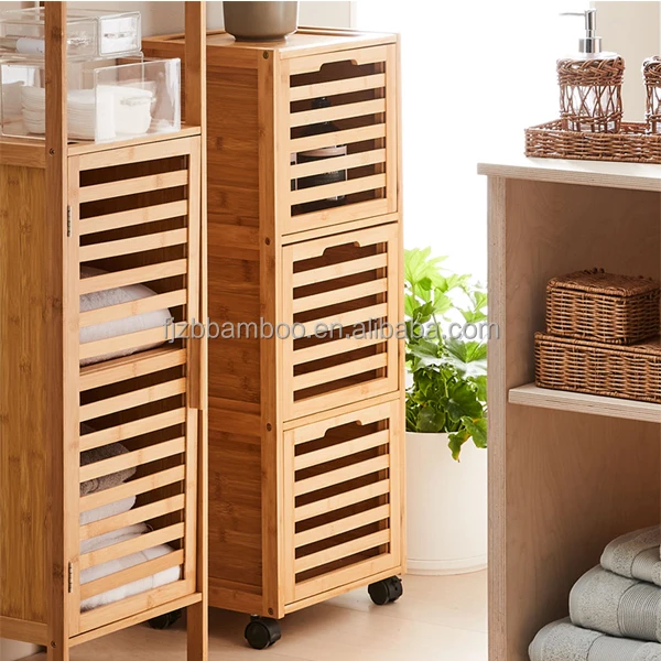 Slatters bamboo 3 drawers  organizers on wheels for bed room,living room