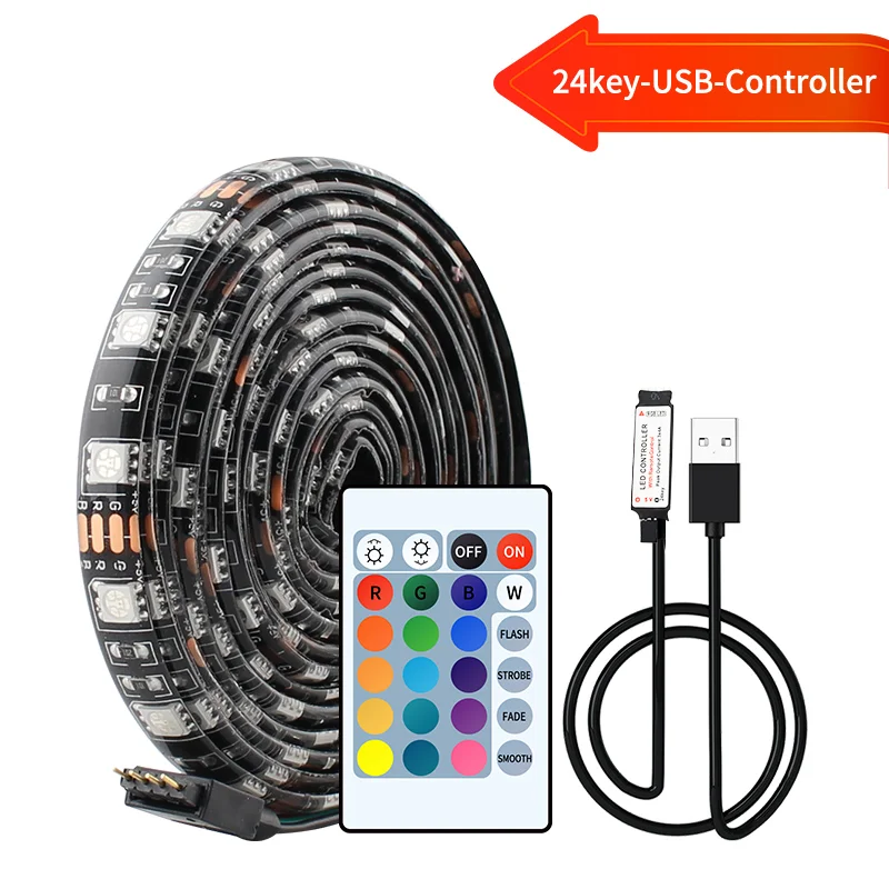 24 key mini single head smart IR remote control colorful indoor TV computer background led strip controller suit
