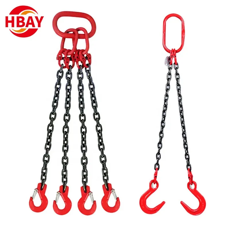 Heavy Duty Alloy Steel Forged 1 2 3 4 Leg Lifting Chain and Hook Rigging Sling Anchor Marine