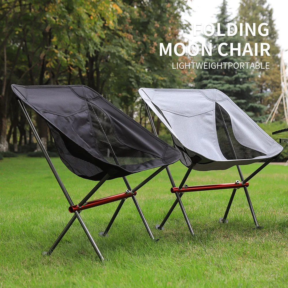 Portable Camping Chair Compact Ultralight Folding Backpacking Chairs Small Foldable Packable Lightweight Moon Chair In A Bag