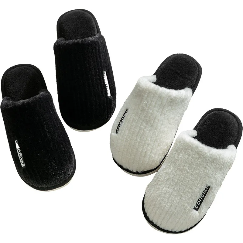 Cotton slippers Autumn and winter household plush shoes warm home anti-skid thick soled month couple indoor slippers