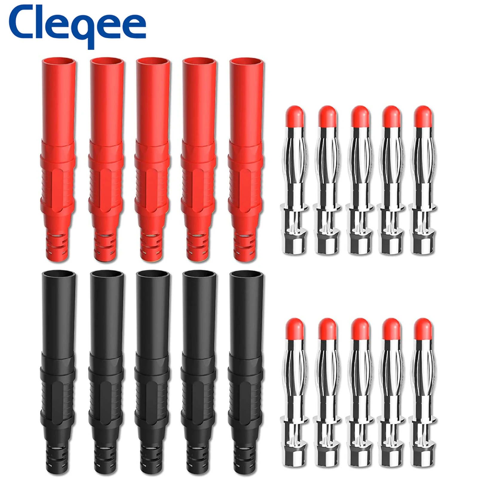 Cleqee P3013 High Quality safety 4mm Shrouded Banana Plug Solder In line DIY assembly test leads connectors