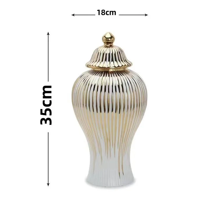 European Simple Electroplated Gold Ceramic Vase Hotel Decoration Wedding Vase Ginger Jar