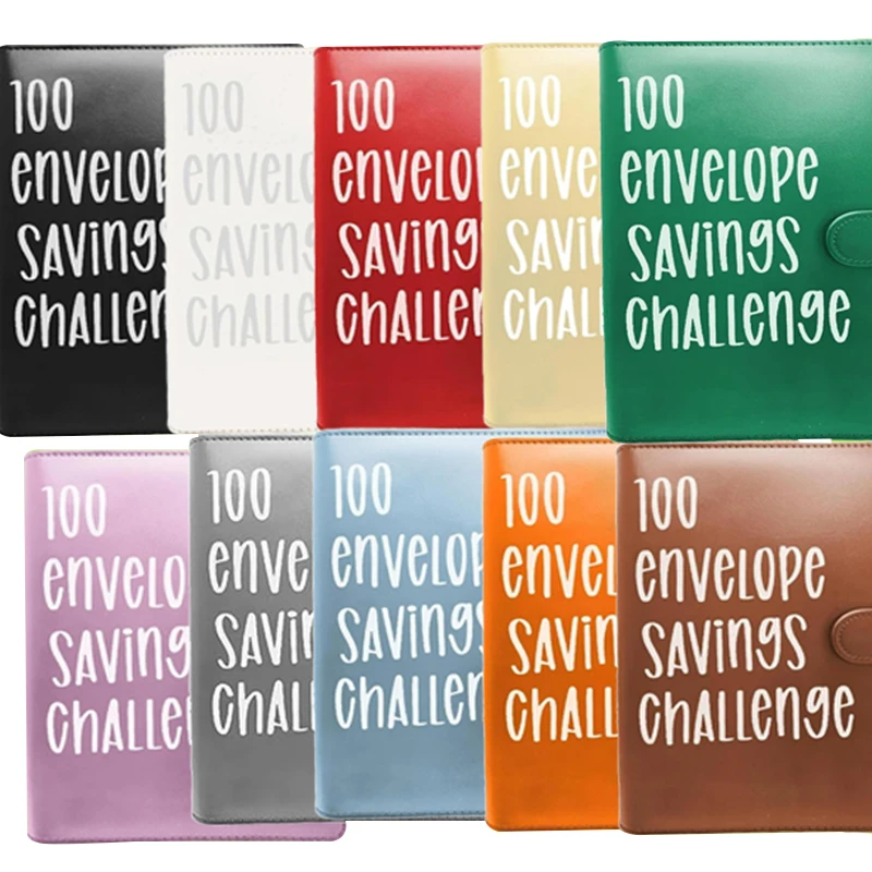 Wholesale Custom Logo Pu Leather 100 Days Book Envelope Savings Challenge 5050 Money Ring Budget Binder
