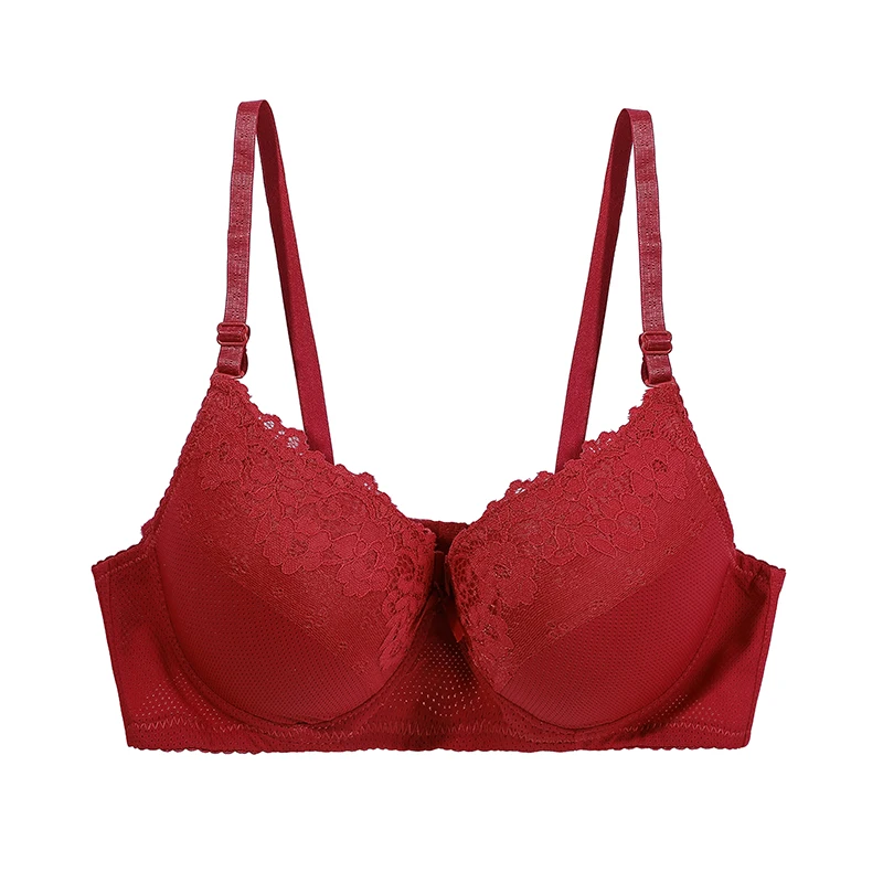 Red Charming Full Coverage Underwire Bra Comfort Wide Straps Support Ladies Lingerie Minimizer Bra
