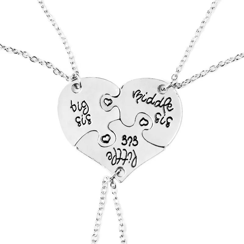 Best Friend Necklaces Custom Pendant for 3 Sisters Love Heart 3 Sisters Best Friend Pendant Necklace Best Friend Choker Necklace