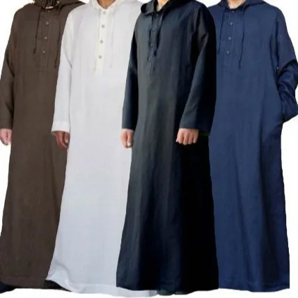 Arabic style simple long hooded shirt for men Muslim robe for men