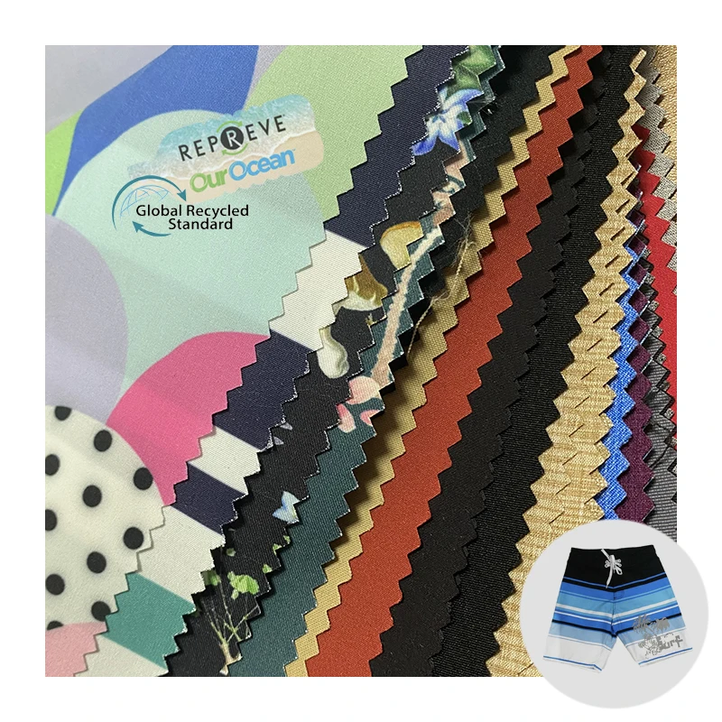 Waterproof Recycled 100% Polyester Swim Fabric Peach Skin Microfiber Printed Fabric For Man Swimwear Beach Shorts Trunks