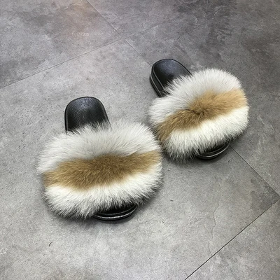 
Hot sale fur women slipper cross fur slides wholesale fur slippers 
