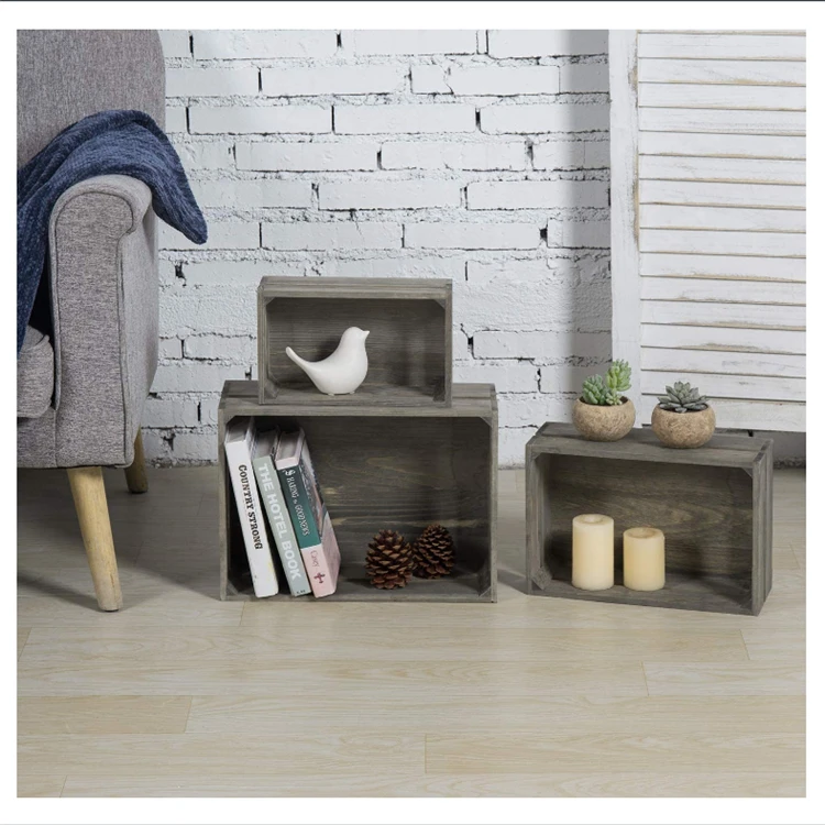 
Wholesale antique brown wooden storage decoration box with handle wooden crate crates 