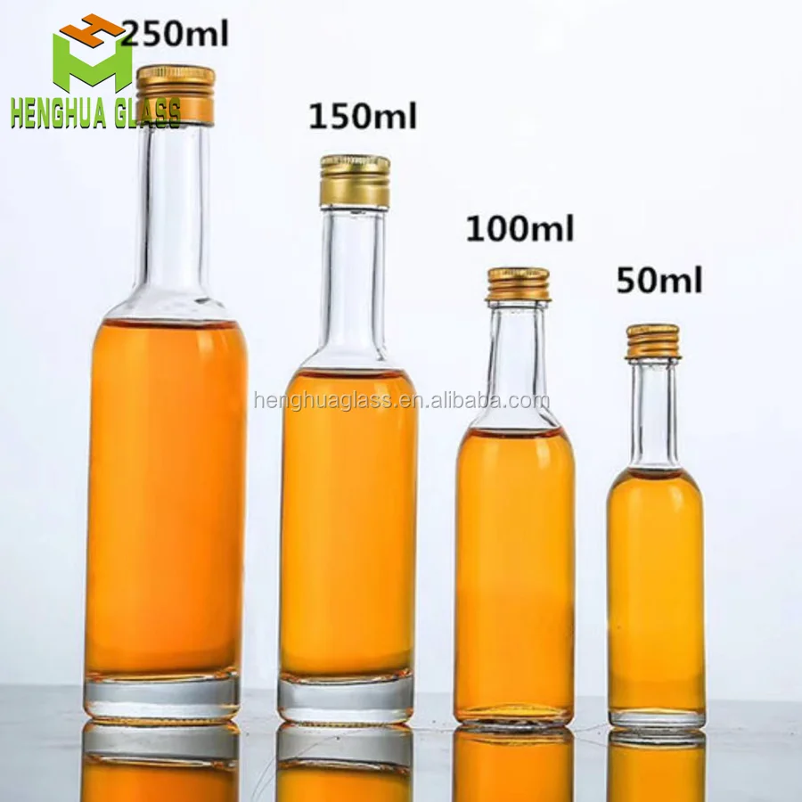 Мини 50 мл 100 250 стеклянная бутылка с длинным горлышком для спиртных напитков Текила Ликер Виски Джин спирт водка винтовыми