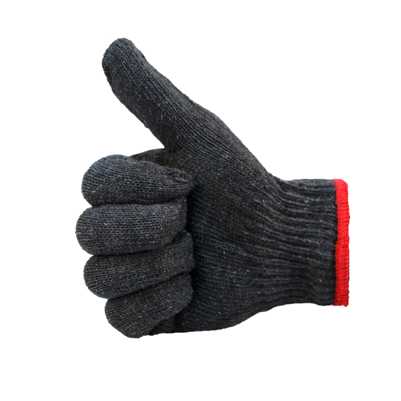 Flexible black poly cotton knit yarn guantes de algodon Construction Gardening Carpentry Safety Protection Gloves