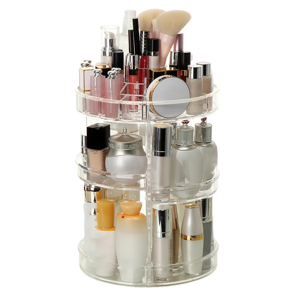 Factory Wholesale 360 Degree Rotating Clear Acrylic Spinning Makeup Organizers