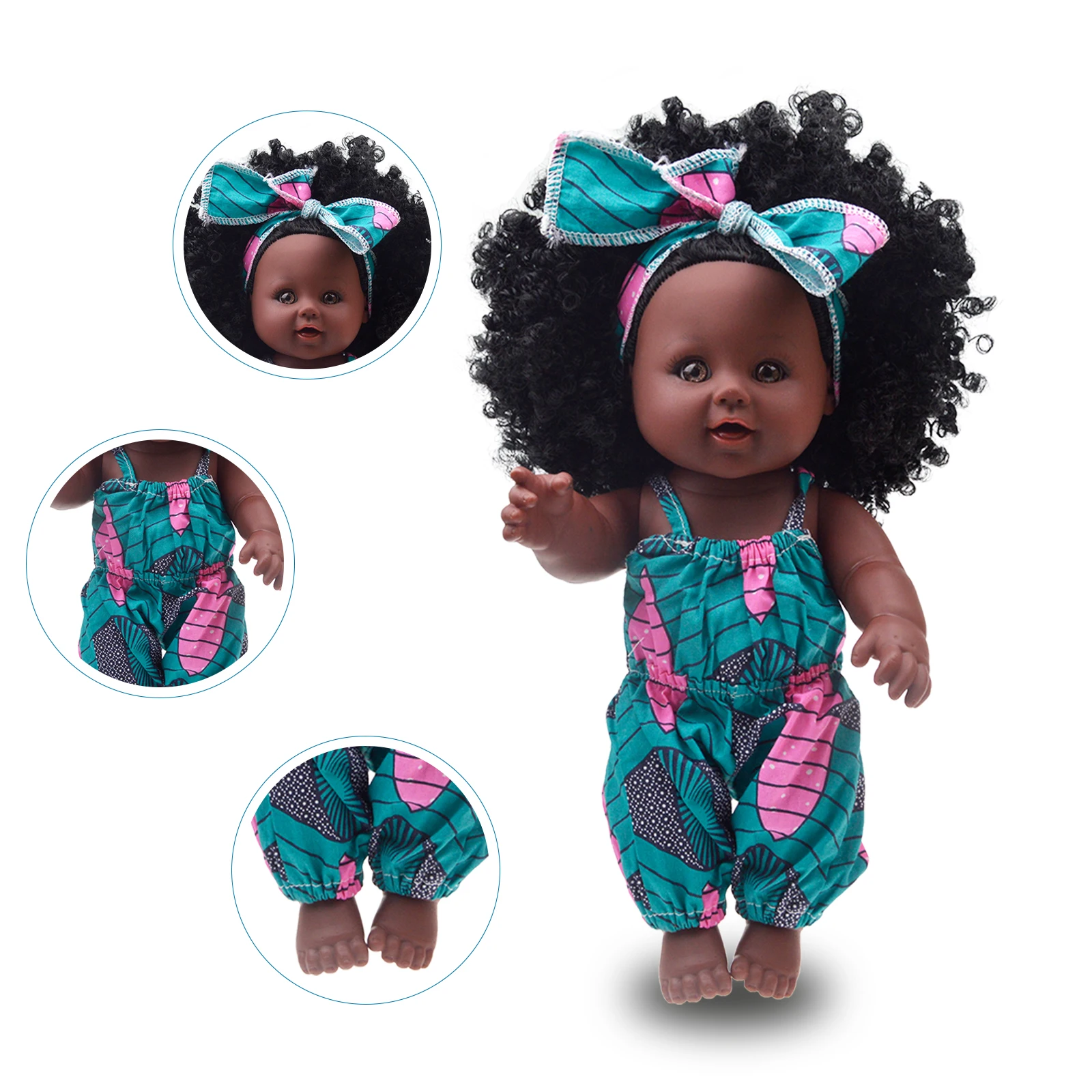 2022 hot sale popular 12 inch vinyl african american style girls black dolls  curly hair for kids