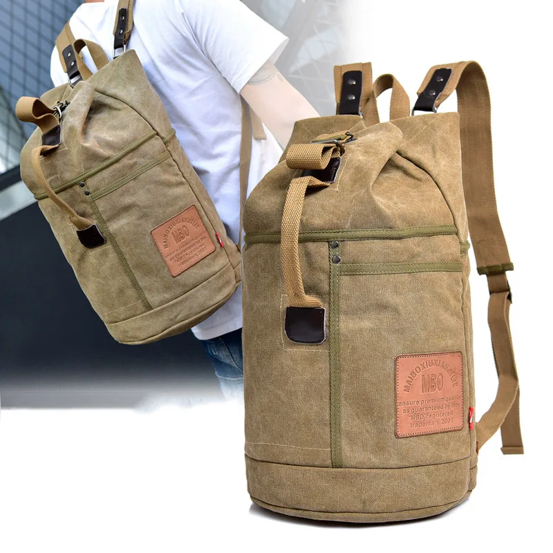 Multifunctional military solid color men sports travel duffle bags outdoor tactical rucksack Drawstring canvas backpack