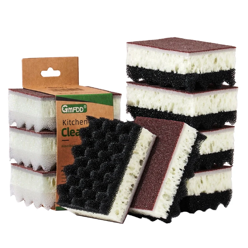 Multifunctional diamond grit right angled rectangle wave cleaning sponge strong cleaning and rust removal sponge