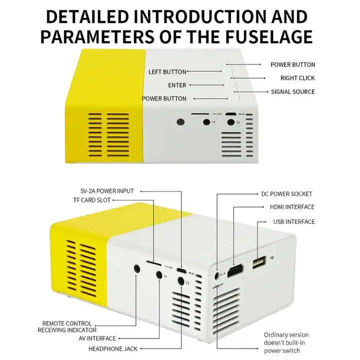 Mini Projector YG300 LED Supported 1080P Full HD Portable Beamer Audio USB Video Projector