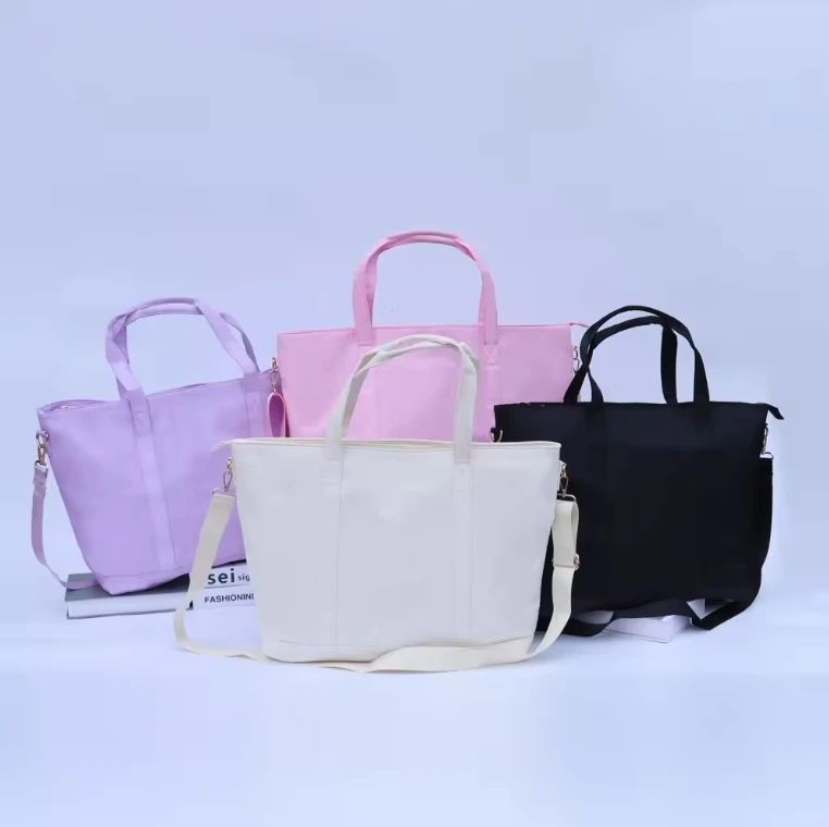 Manufacturers Direct Sales Large Durable And Reusable Nylon Corduroy Shopping Duffle Tote Bag With Zipper