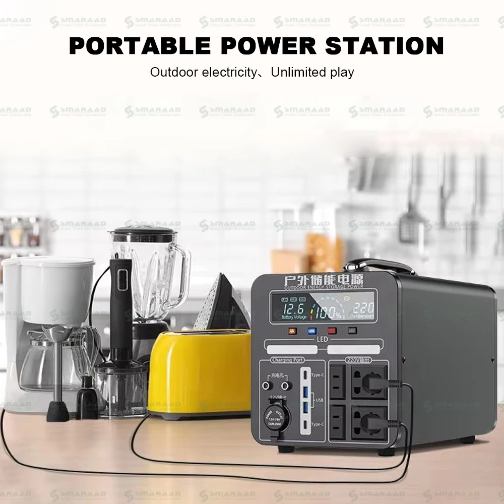 600W 900W 1200W 1500W 2000W Portable Energy Storage Battery For Camping Portable Power Supply  Outdoor