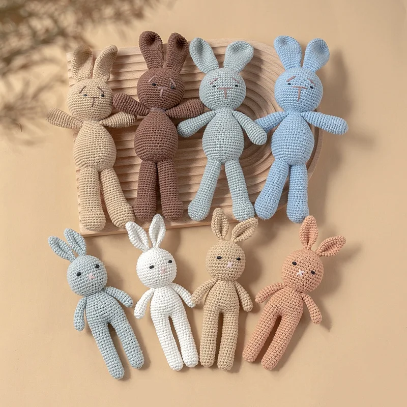 Wholesale custom handmade Crochet Amigurumi  Easter Kids Baby Toys Newborn Infants knit Bunny Rabbit Stuffed Baby Toys