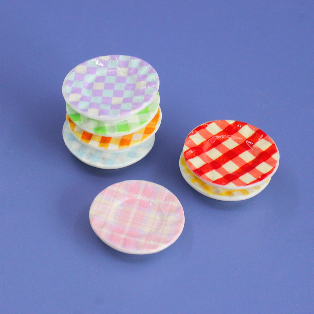 Miniature Colorful Plate Dishes Resin Charms For DIY Kitchen Accessories Doll House Kitchen Food Play Toys
