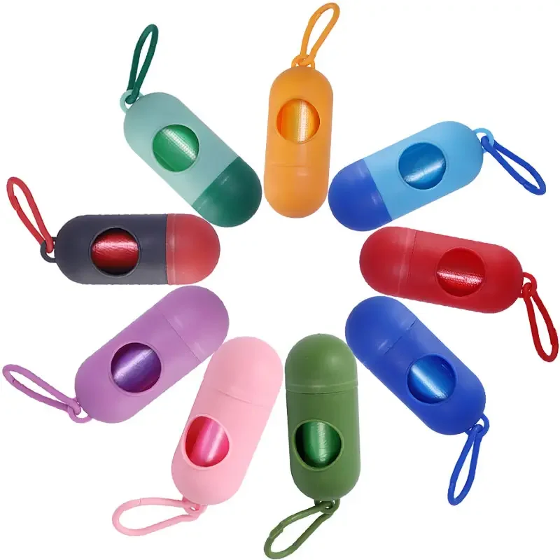 Dog Waste Bag Dispenser Pet Disposal With Plastic Carabiner Hook