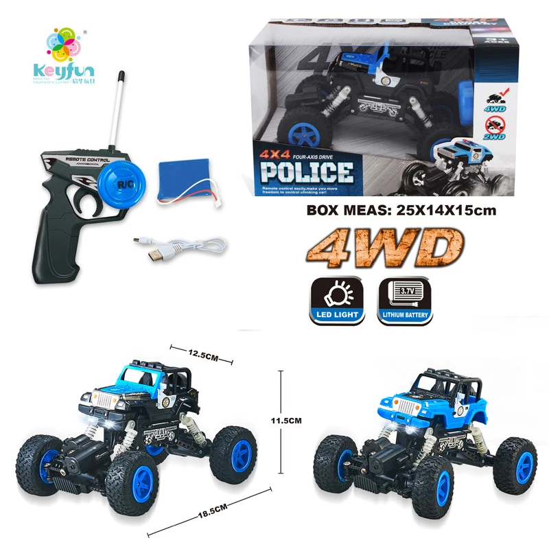 New Design High Quality 1:22 4WD Jeep Police Car RC Climbing Car With Lights and USB For Kids H121259