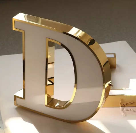 Illuminated Medical Clinic Outdoor StoreFront Gold brush stainless steel Sign Acrylic Light Up Logo 3d Led front-lit Letter Sign