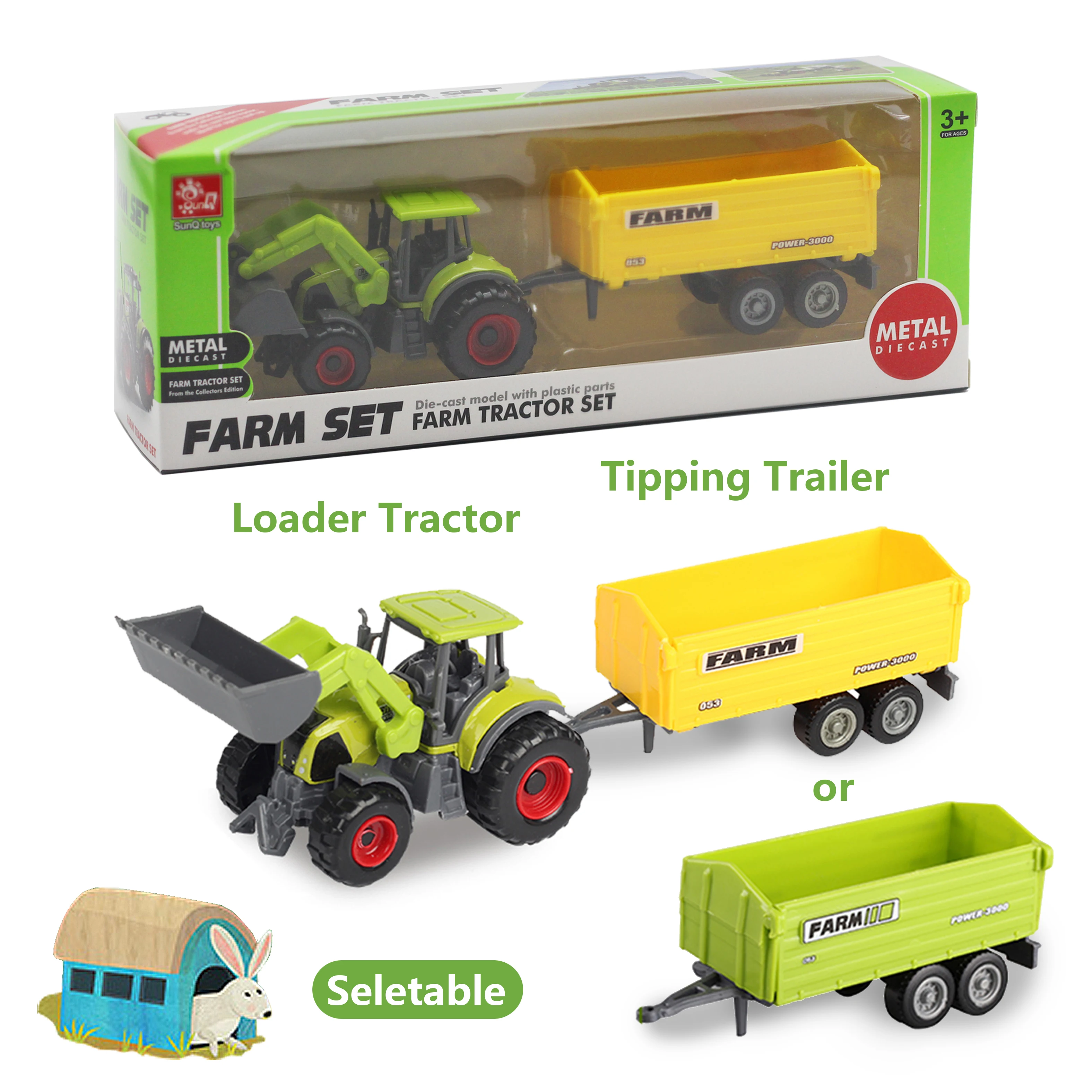 SunQ New arrivals 1/64 ratio 1pc alloy farm truck toy tractors for children
