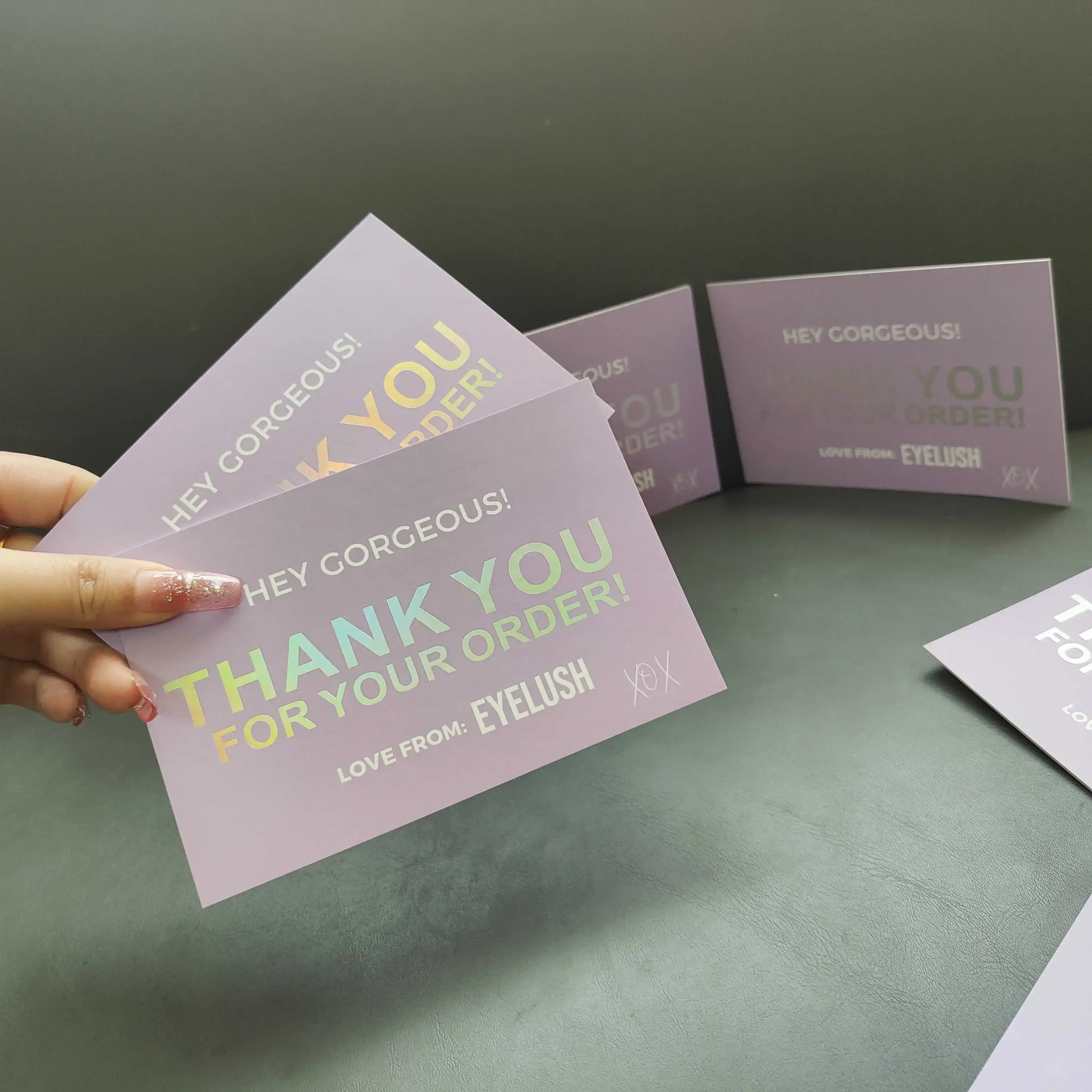 Custom 800GSM Color paper Business Thank you cards High quality holographic printing - Buy thank you cards, business thank you