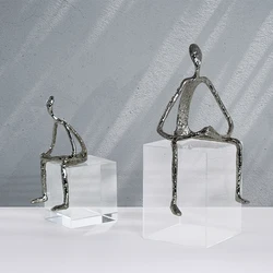 Desktop object ornament abstract arabic home decor accessories gun metal alloy sculpture human figurine craft