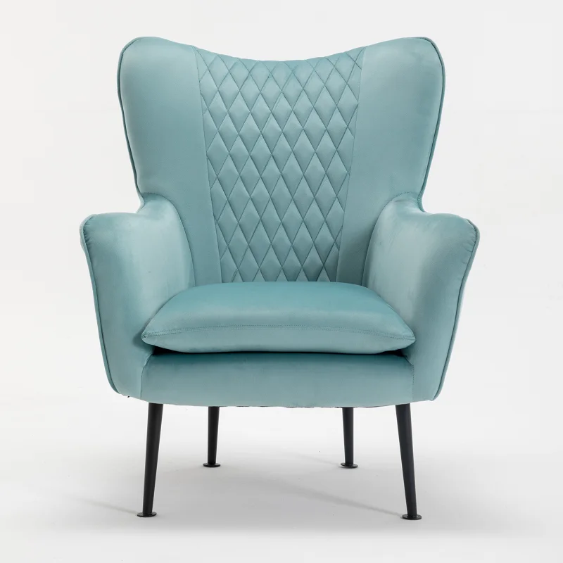 
Diamond Button Light Blue Modern Popular Luxury Velvet Leisure Armchair Accent Chair 