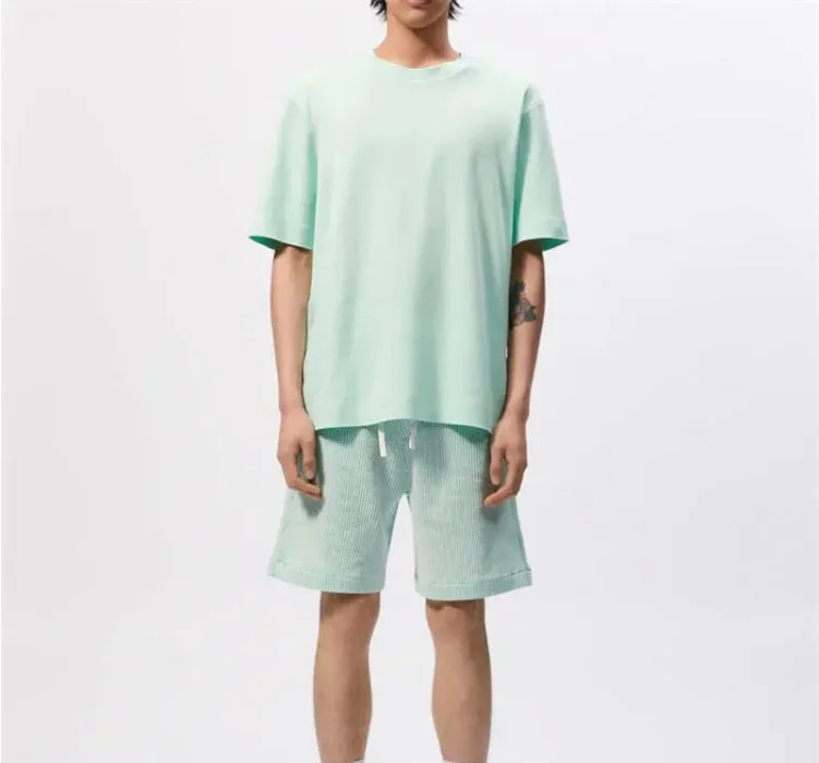 new design custom logo green color plain drop shoulder longer t-shirt us size large t shirt for men