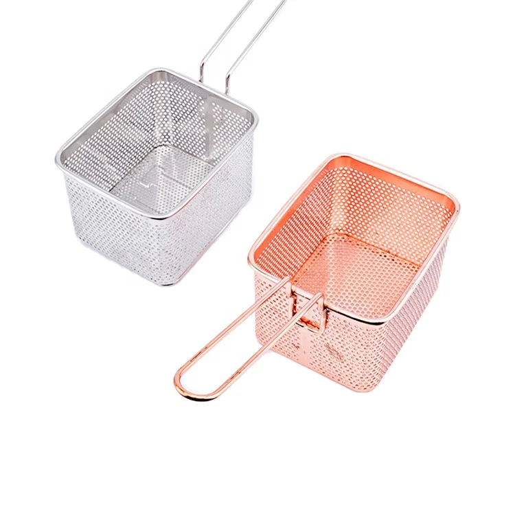 Stainless steel chips frying basket punching hole frying basket oil strainer