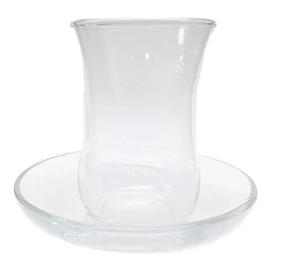 Wholesale Customized Elegant Turkish Tea Glasses and Saucers Crystal Clear Glass Teacups