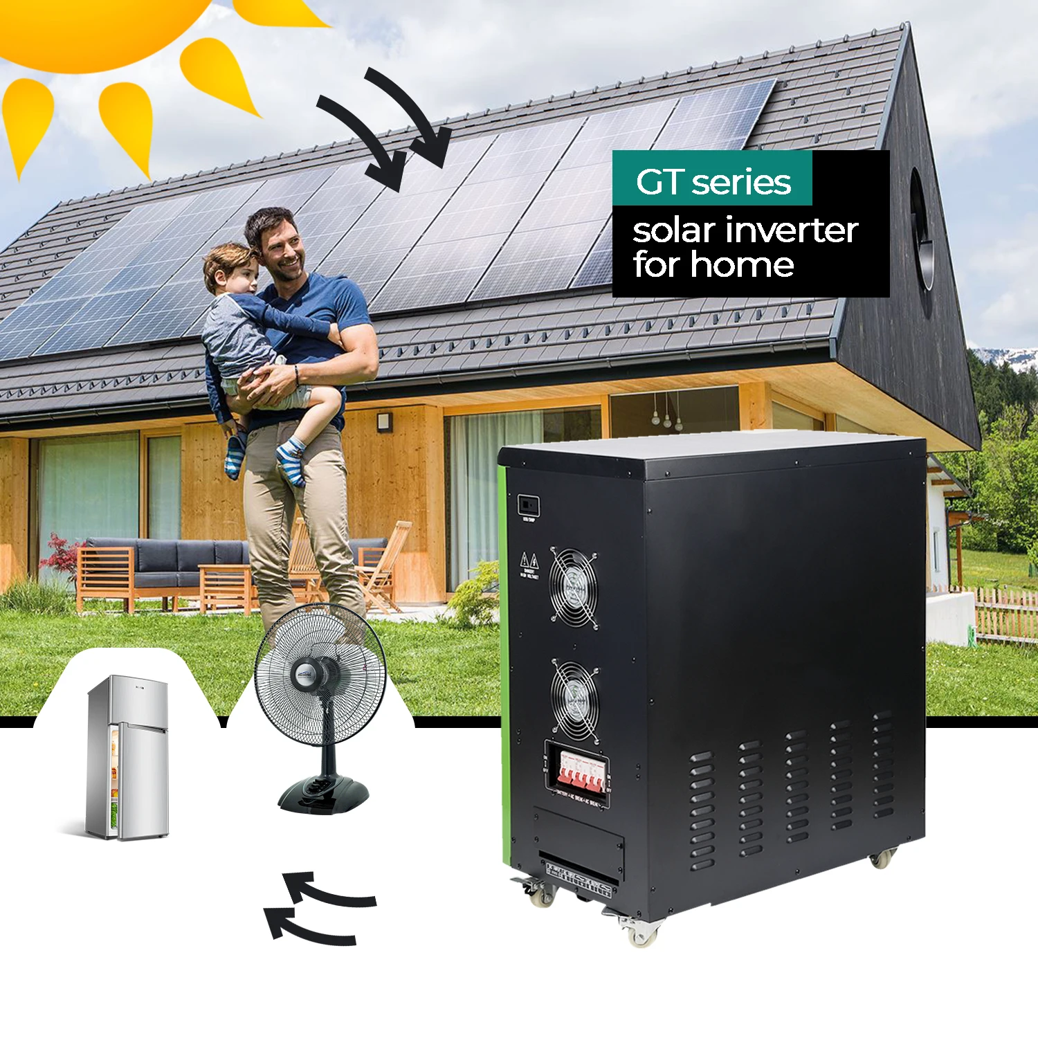 New inverter single phase 5kW 6KW 8KW 10kW Solar power generation system 96V 220V