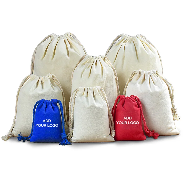 Custom logo high quality draw string calico canvas polyester flat backpack promotional drawstring bag for packaging jewelry