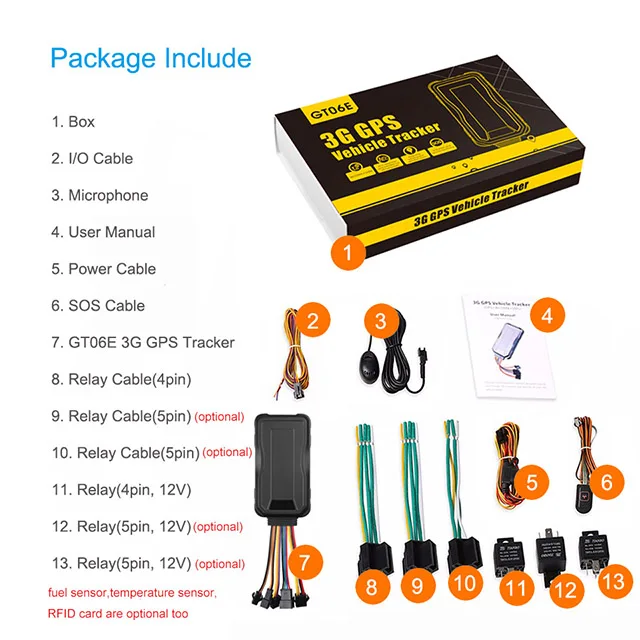 3G Concox jimi tracksolid vehicle gps tracker GT06E with relay kit