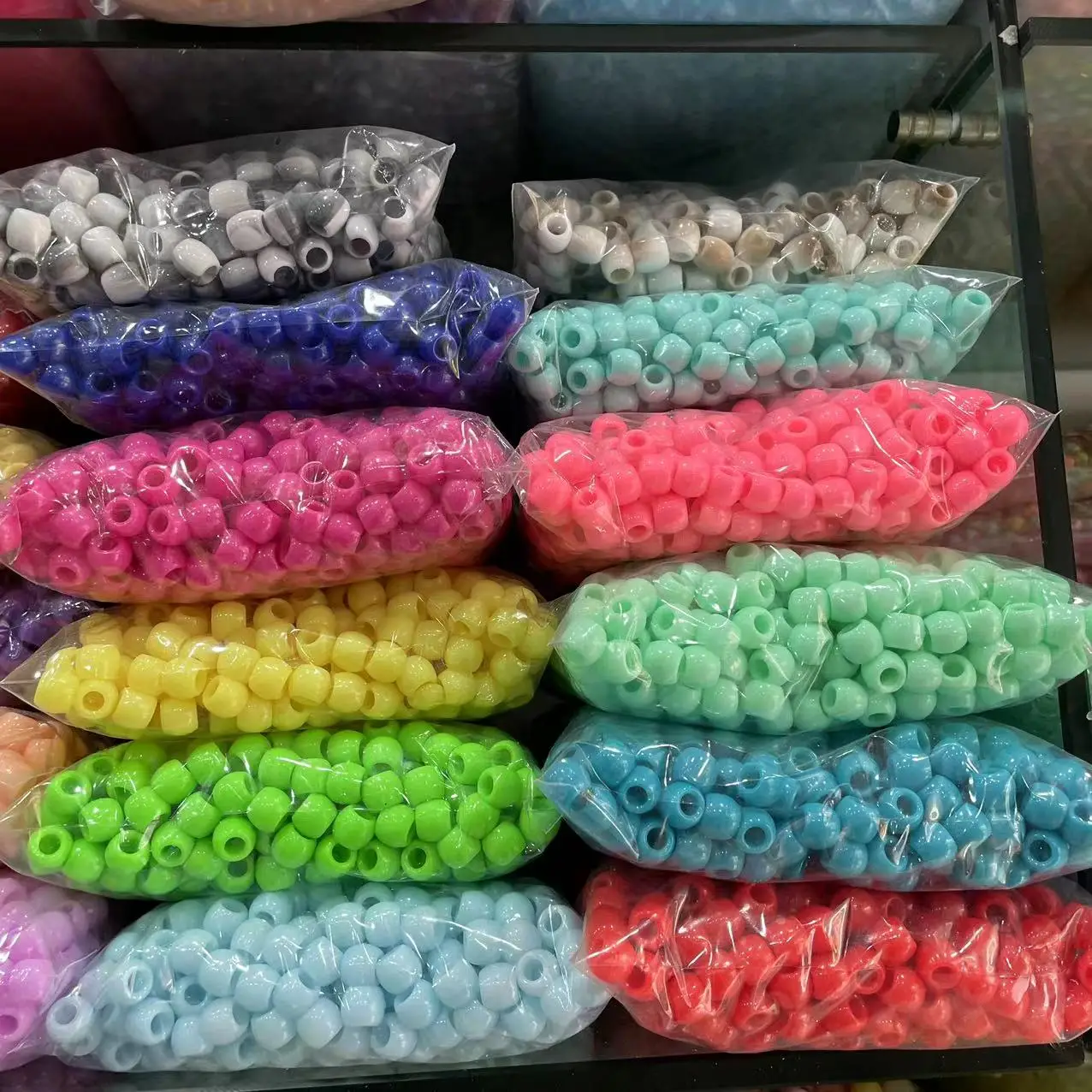 Mylulu Wig hair Beads Pony Beads 9*6mm Kids Hair Toy Party Fun Braid Jewellery DIY With big Hole For Children Handmade